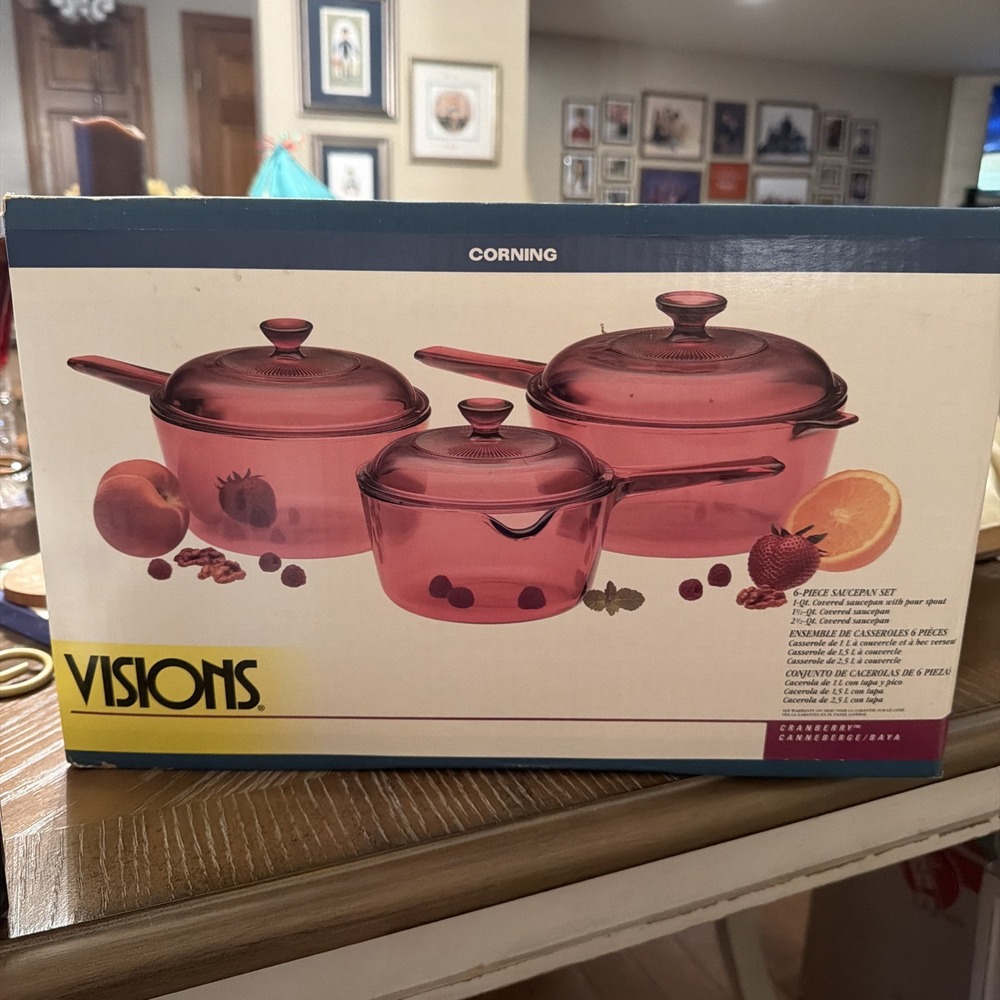 Corning VISIONS CRANBERRY Saucepan 6 Piece set 2.5QT 1.5QT 1QT NIB Vintage Rare
